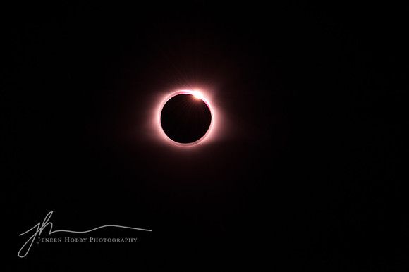 Great American Eclipse #2, August 21, 2017, Tennessee, with diamond ring in the magenta corona