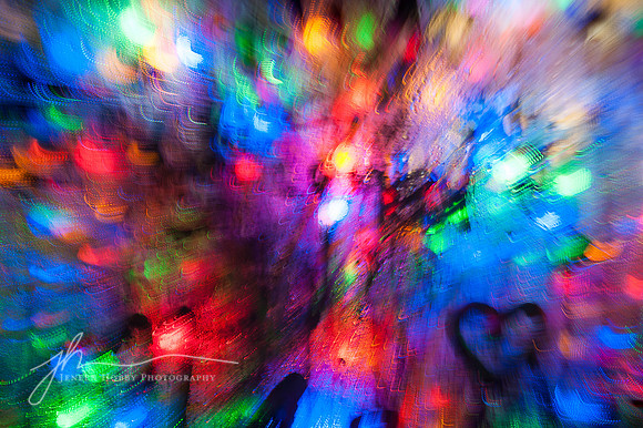 Christmas lights, through steamed-up window in greenhouse, Stan Hywet, Akron, Ohio