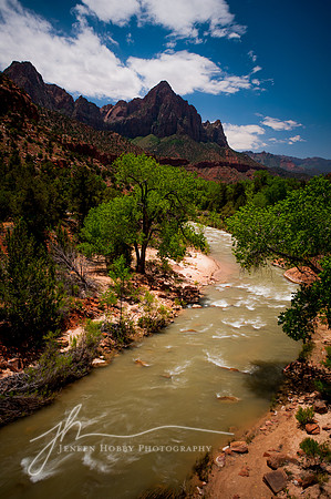 The Sentinel and the Virgin River, Zion National Park, Utah