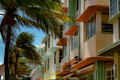 South Beach, Miami, palms and colorful apartments, Florida