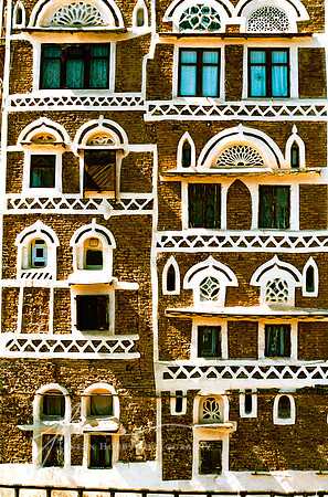 Housefronts, Old Quarter, Sana'a, Yemen