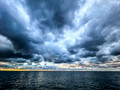 "Expanse of Sky and Sea"--Lake Erie with stormclouds, Cleveland